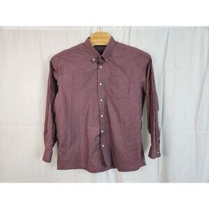 Men's Eddie Bauer Wrinkle Free Relxed Fit Button Down Maroon Plaid XL Shirt
